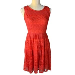 Ya Los Angeles Orange A Line Lace Overlay Dress Size Medium